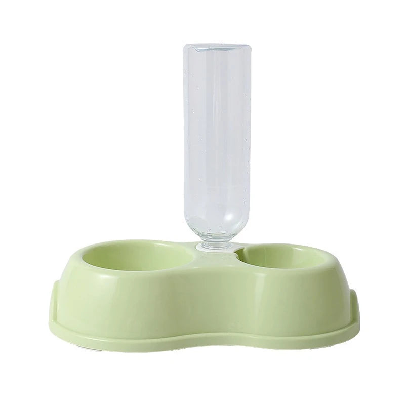 Pet Cat Bowl Automatic Feeder Water Dispenser Dog Cat Food Bowl with Drinking Raised Stand Double Dish Bowls for Cats Dogs Pet