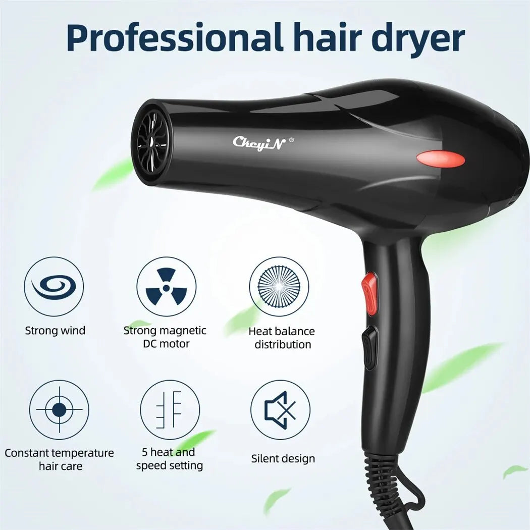 CkeyiN 1600W Hair Dryer with Negative Ion Technology - Smarsty