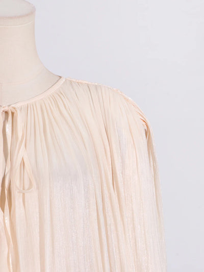 GALCAUR Solid Loose Splicd Lace Up Dresses For Women V Neck Long Sleeves Patchwork Ruffles Tunic Dreses Female Fashio New - Smarsty