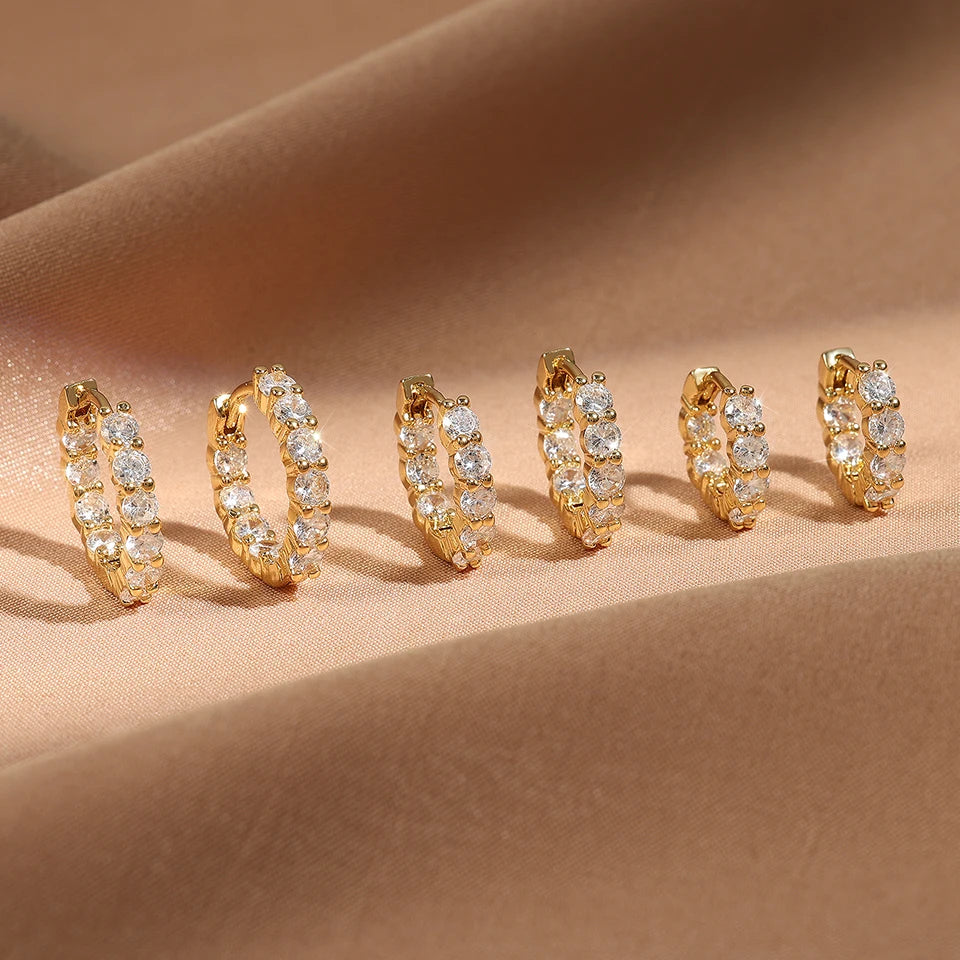 Shiny Zircon Huggie Earrings Tiny Cartilage Hoops Gift - Smarsty