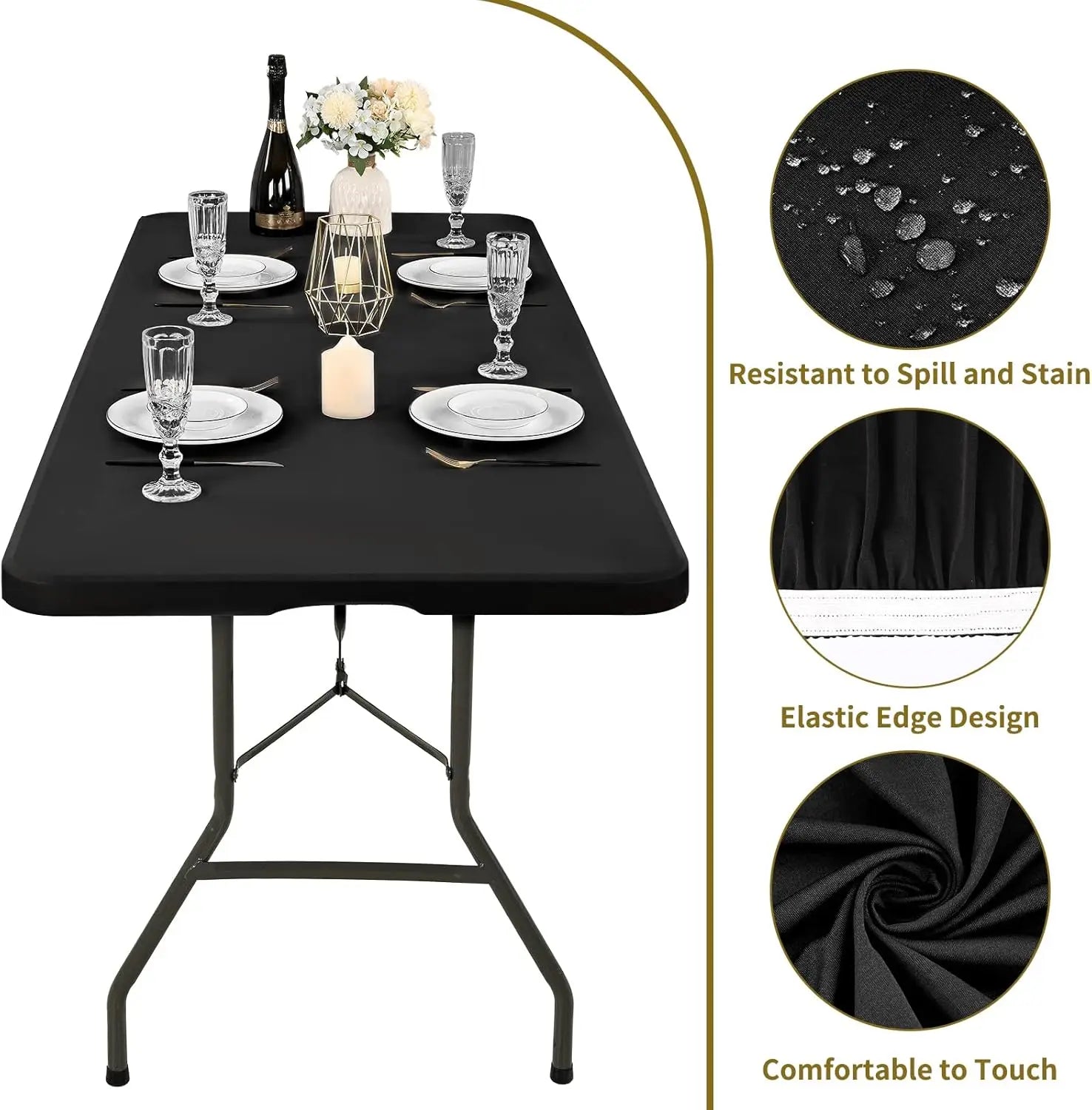 Spandex Table Cover for Rectangle Tables, Washable and Waterproof - Smarsty