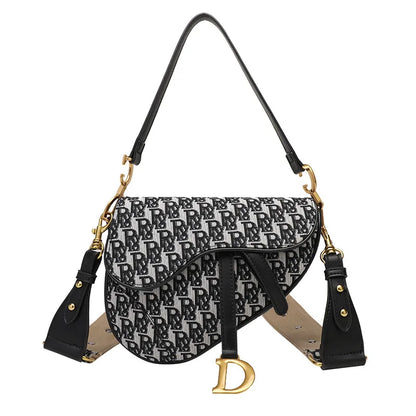 Studded Embroidered Shoulder Crossbody Bag Saddle Handbag - Smarsty