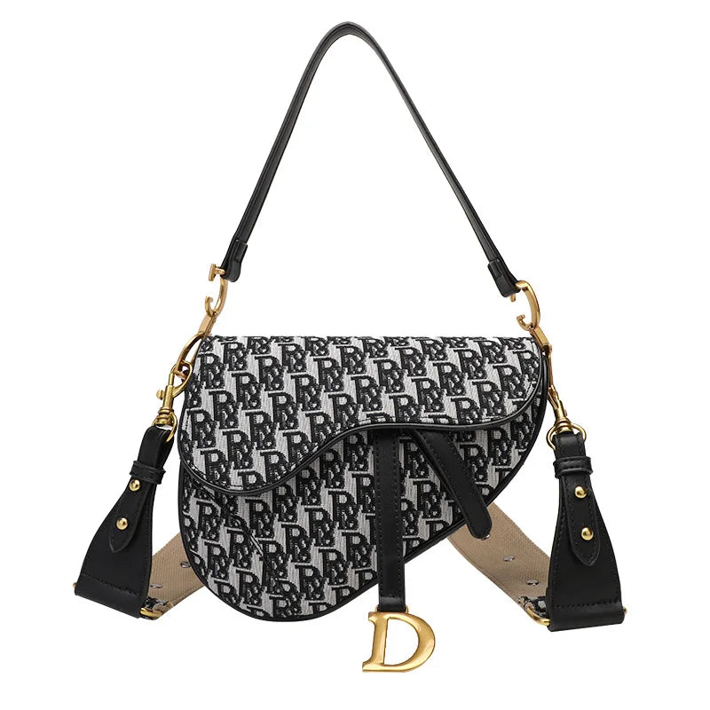 Studded Embroidered Shoulder Crossbody Bag Saddle Handbag - Smarsty
