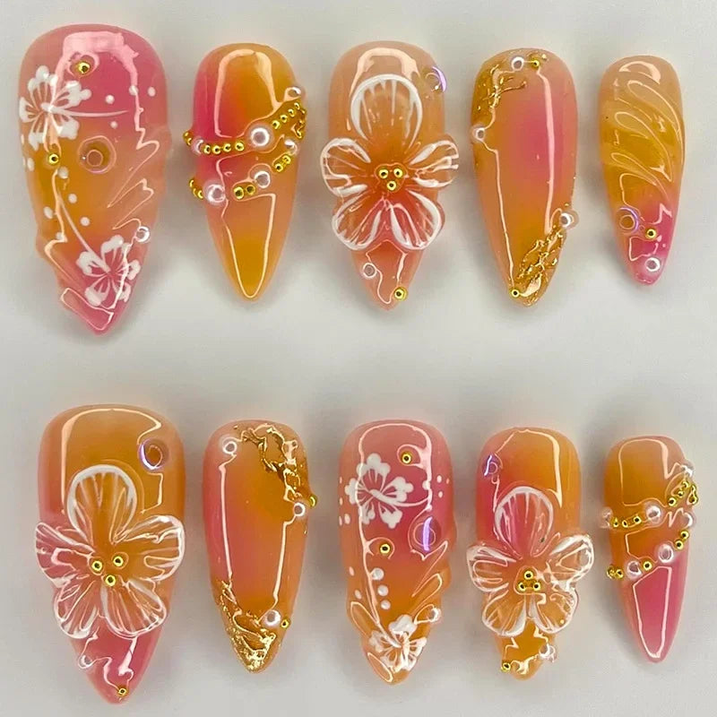 24 false nail pieces shipped randomly, Instagram-style false nails, wearable full-coverage almond-shaped press-on nails.