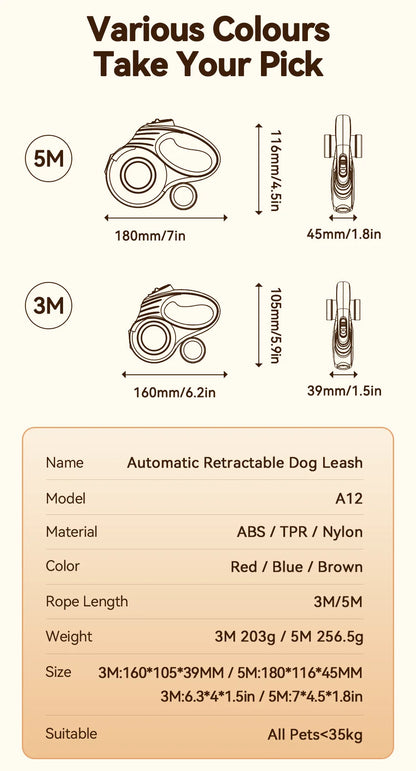 ROJECO Automatic Retractable Dog Leash for Small Dogs - Smarsty