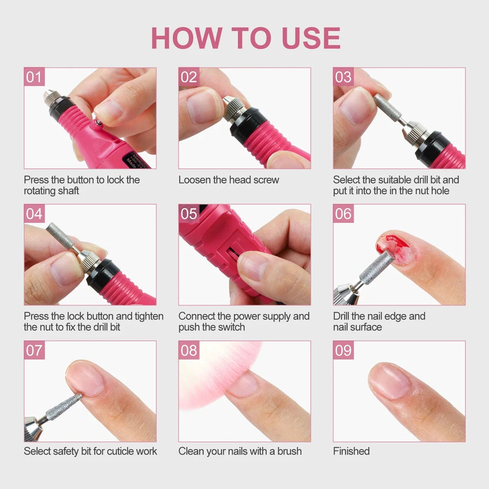 YIKOOLIN Electric Nail Drill Machine Kit for Perfect Manicures - Smarsty