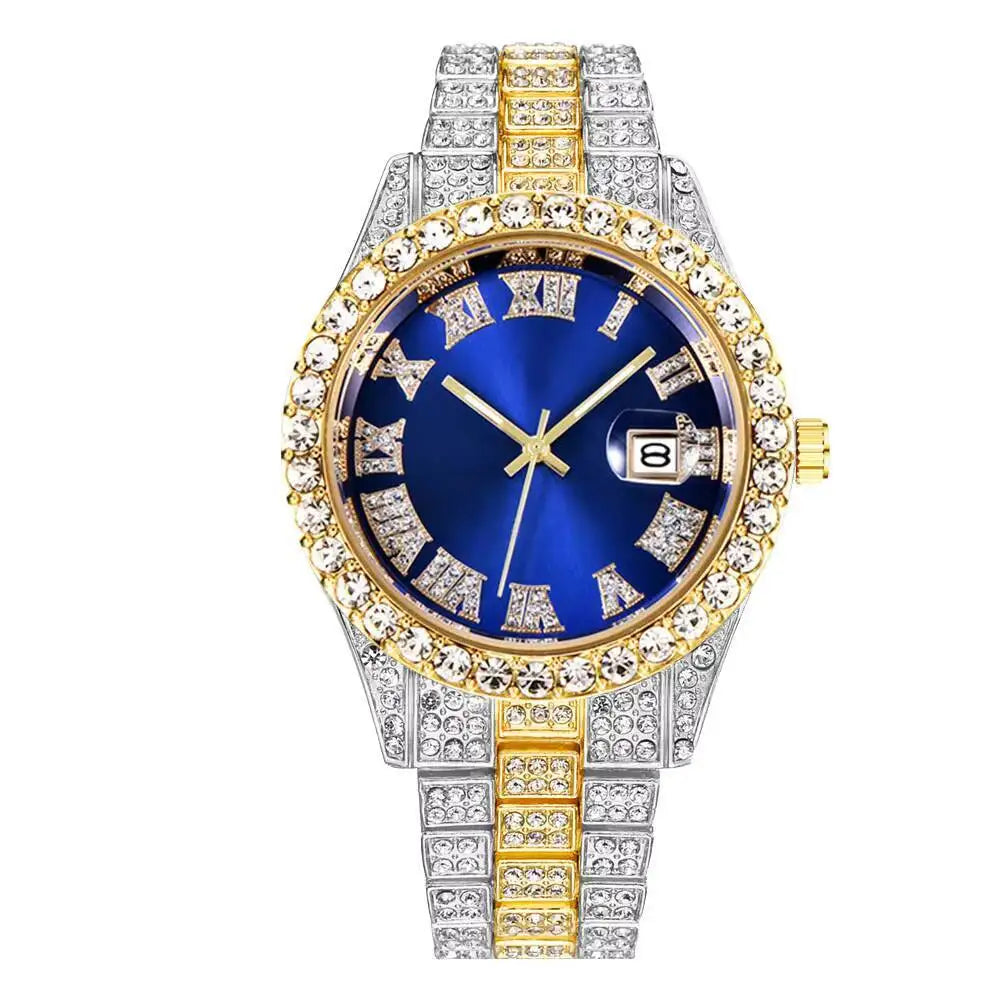 Luxury Diamond Quartz Watch for Men with Stainless Steel Strap - Smarsty