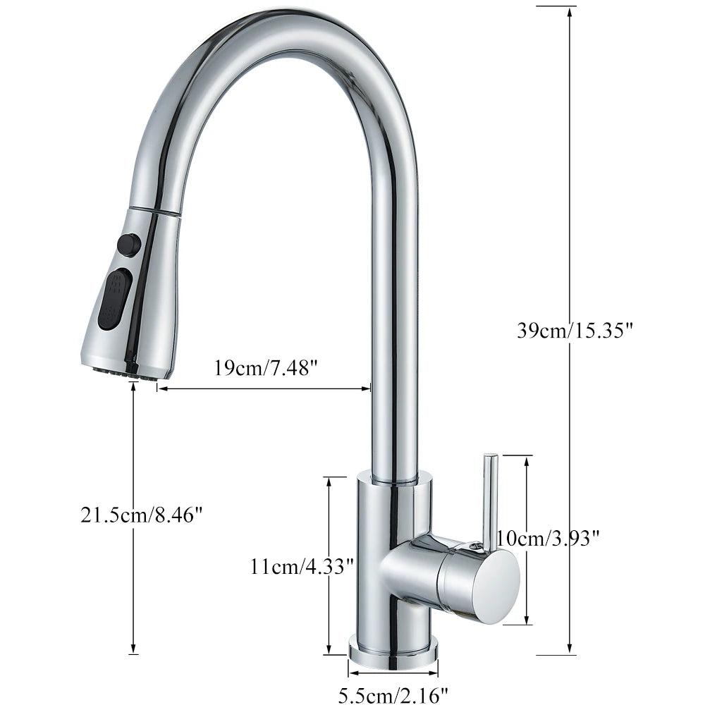 Rozin Chrome Kitchen Faucet with Pull Out Spout - Smarsty