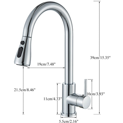 Rozin Chrome Kitchen Faucet with Pull Out Sprayer - Smarsty