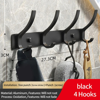 Black and White Folding Robe Hooks for Bathroom Storage - Smarsty