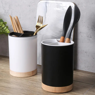 Utensil Holder Cutlery Drainer Kitchen Tableware Storage Bucket Plastic Chopstick Spoon Storage Rack Detachable Kitchen Tools by Smarsty