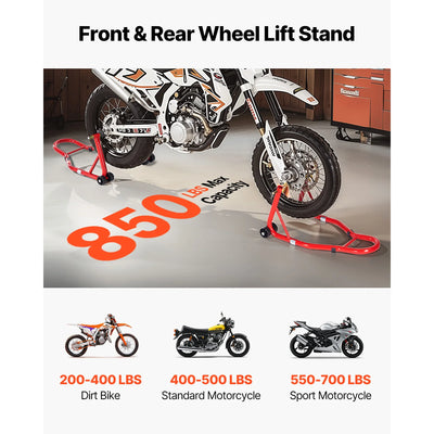 SucceBuy Motorcycle Stand Lift 850lbs Front Rear Combo Stand Lift Front Wheel Dual-Fork Stand Rear U+L Fork Swingarm Spool Stand - Smarsty