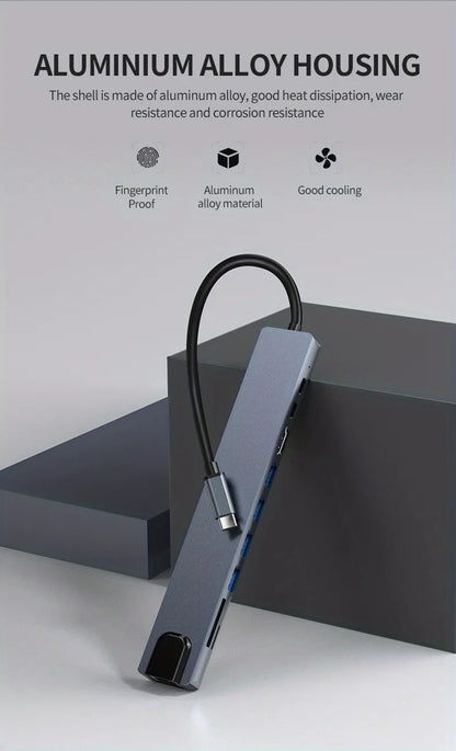 USB C Hub 4K30Hz Dock With HDMI RJ45 Ethernet PD100W