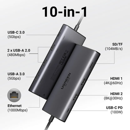 USB C Docking Station HDMI Hub 8K 4K Including RJ45