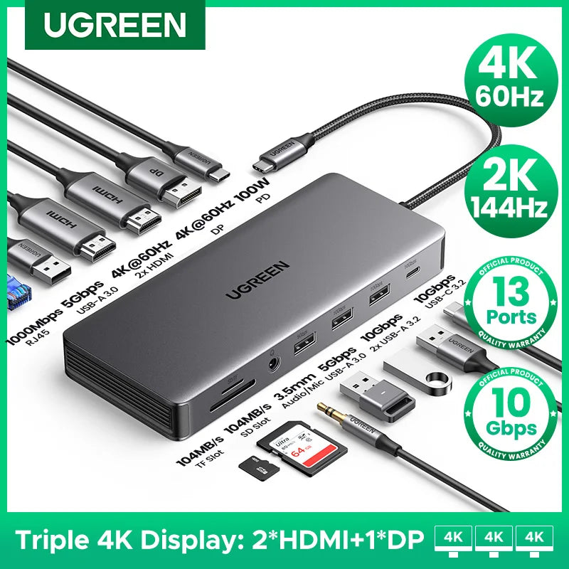 USB C Hub PowerDelivery Docking Station 4K Dual HDMI