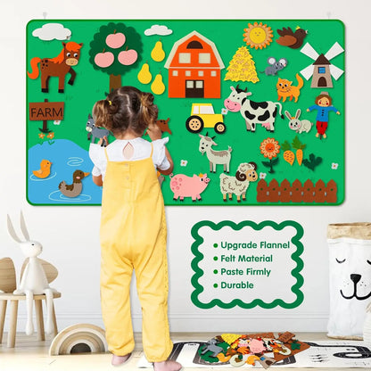 Farm Animals Felt Story Board Set Storytelling Early Learning Interactive Play Kit Wall Hanging Puzzle Toys for Toddlers Gifts - Smarsty