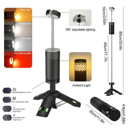 Upgraded Camping LED Telescopic Flashlight with Tripod Rechargeable Emergency Lamp Outdoor Portable orch Light Table Lamp Tent by Smarsty