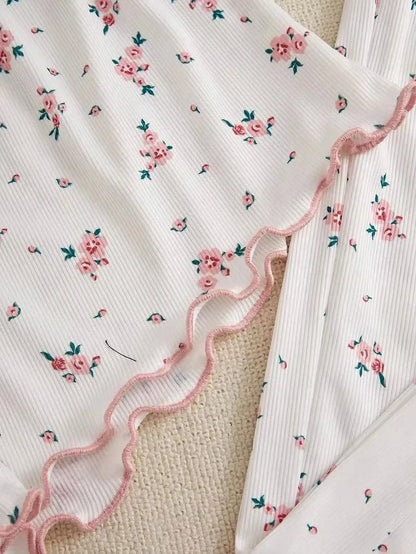 Women Pajama Set Lace Patchwork V-Neck Sleepwear Sexy Nighties Suit Camisole Top Printed Shorts Soft Pyjamas Loungewear - Smarsty