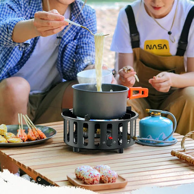 19800W 7-Core High-Power Camping Stove - Windproof Portable Gas Burner with Electronic Ignition for Hiking & Travel by Smarsty