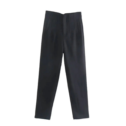 TRAFZA Women Elegant Solid Pencil Pants High Waist Pant For Women Casual Streetwear Woman Trousers Office Wear Chic Pant - Smarsty