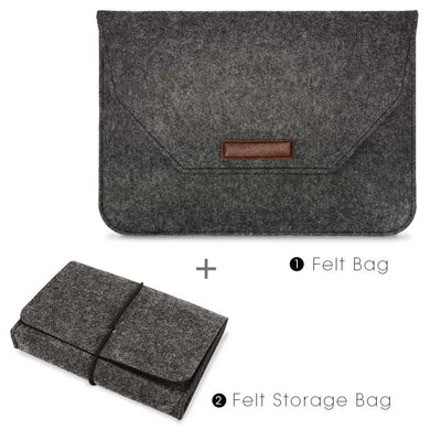 Wool Felt Laptop Sleeve 11 To 15.6 Inch With Mousepad - Smarsty