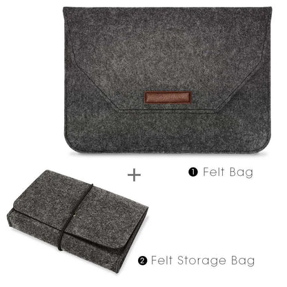Wool Felt Laptop Sleeve 11 To 15.6 Inch With Mousepad