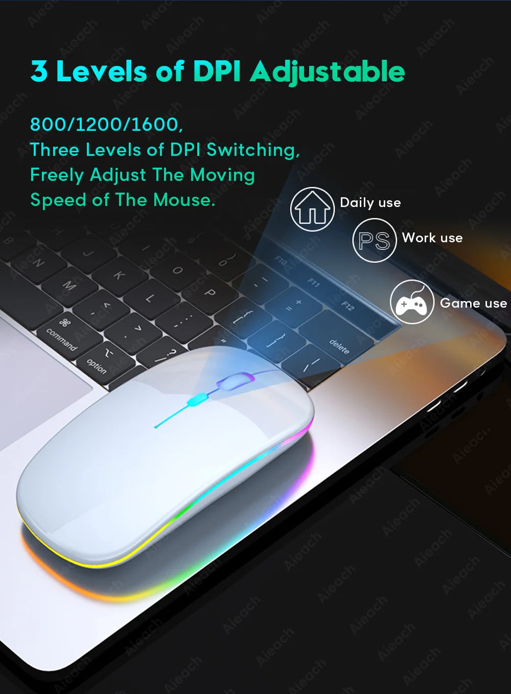 Wireless Tablet Keyboard with Rainbow Backlit for iPad