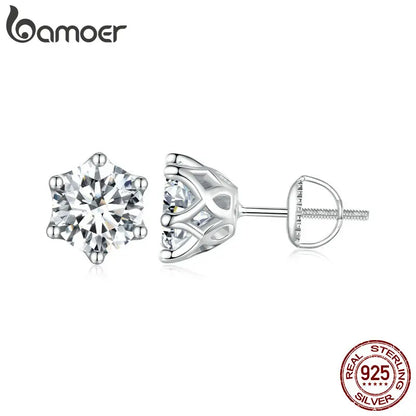 Moissanite Stud Earrings Sterling Silver Brilliant Cut - Smarsty