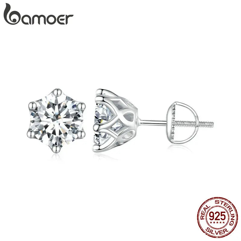 Moissanite Stud Earrings Sterling Silver Brilliant Cut - Smarsty