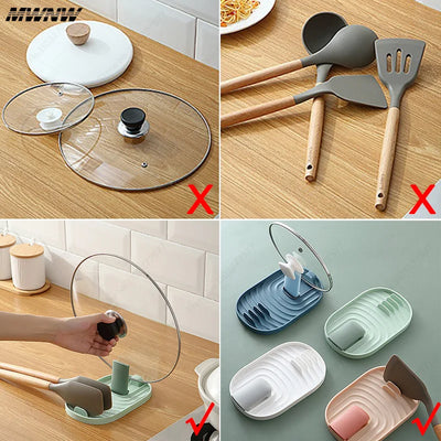1pcs Polychrome Foldable Nordic Style Pot Holder Lid Shovel Storage Rack Practical Multifunctional Utensils for Kitchen Supplies by Smarsty