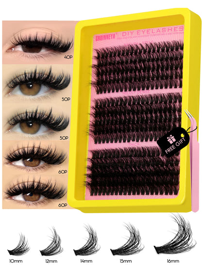 GROINNEYA Fluffy Cluster Lashes Kit for Volume Eyelash Extensions - Smarsty