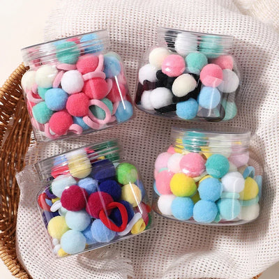 Kids Plush Ball Hair Bands Soft Comfortable Scrunchies - Smarsty