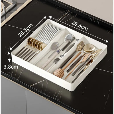 Kitchen Drawer Retractable Storage Box Kitchen Storage Tray Detachable Tray Household Partitioning Organization Box by Smarsty