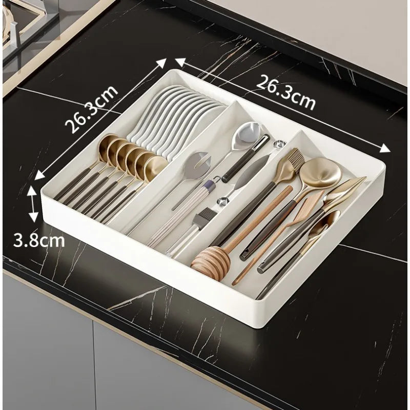 Kitchen Drawer Retractable Storage Box Kitchen Storage Tray Detachable Tray Household Partitioning Organization Box