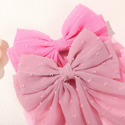 Girls Elegant Big Bow Satin Hair Clip Accessory - Smarsty