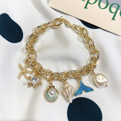 Starfish Shell Conch Bracelet for Women Summer Beach Jewelry - Smarsty