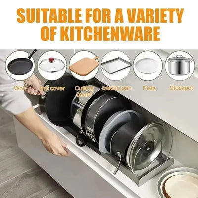 Expandable Pots and Pans Storage Rack for Cabinets Pot and Lid Holder with 6 Adjustable Shelves for Kitchen Organization Tools by Smarsty