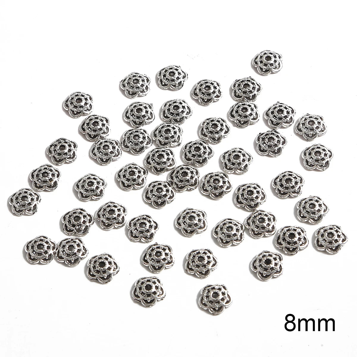 50pcs Tibetan Silver Leaf Flower Bead Caps for Jewelry Making - Smarsty