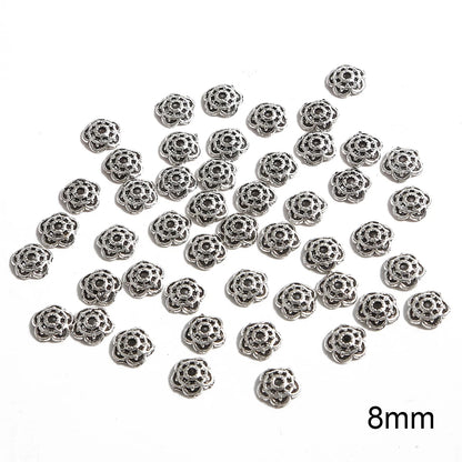 50pcs Tibetan Silver Leaf Flower Bead Caps for Jewelry Making - Smarsty
