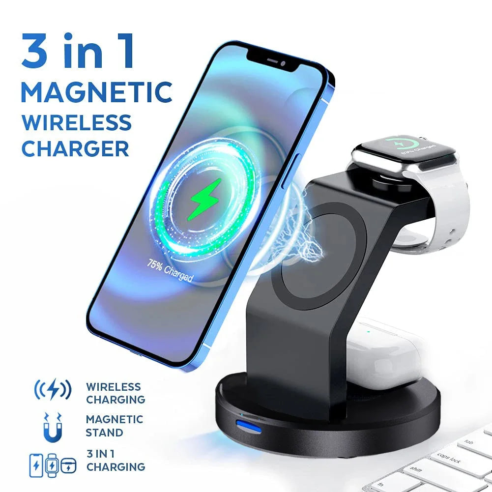 Three In One Magnetic Wireless Charger Stand For iPhone - Smarsty