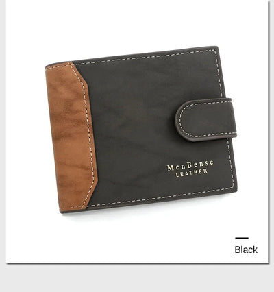 Men's Wallet with Hasp Business Card Holder Case Male Short Purse PU Leather Money Bag for Men Credit Card Wallets - Smarsty