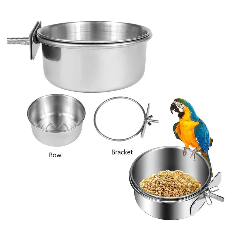 Stainless Steel Bird Feeder Bowl with Clamp Design - Smarsty