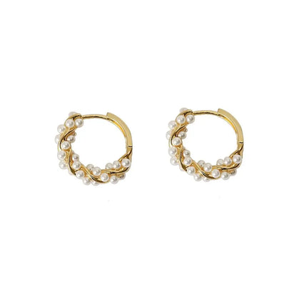 Minimal Geometric Circle Pearl Stud Earrings for Women - Smarsty