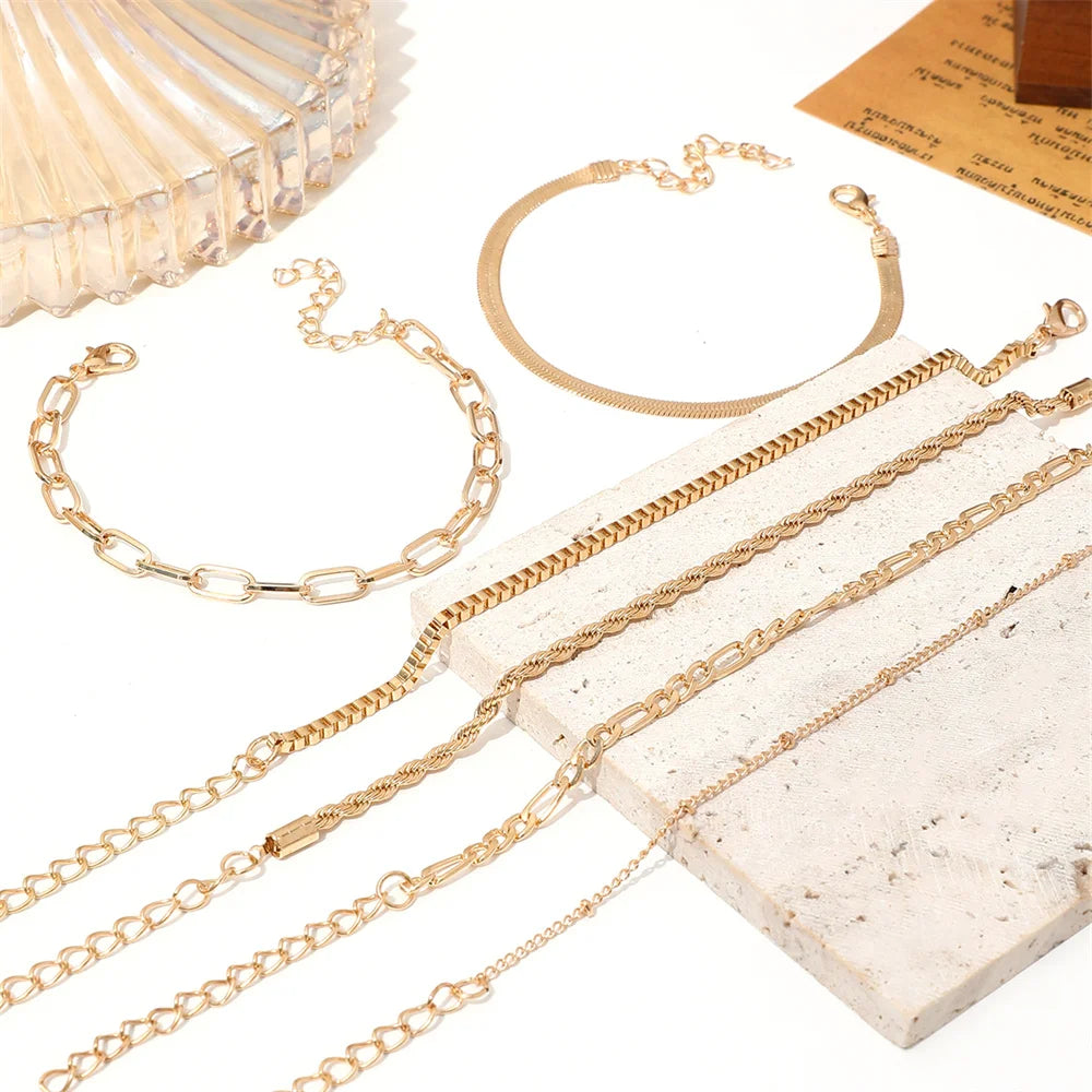 Bohemian Multi-Layer Snake Chain Bracelet Set - Smarsty