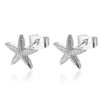 Vintage Starfish Stainless Steel Stud Earrings Lightweight - Smarsty