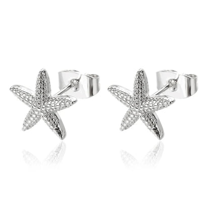 Vintage Starfish Stainless Steel Stud Earrings Lightweight - Smarsty