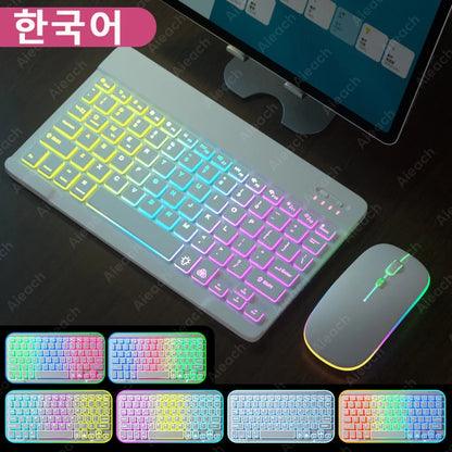 Wireless Tablet Keyboard with Rainbow Backlit for iPad