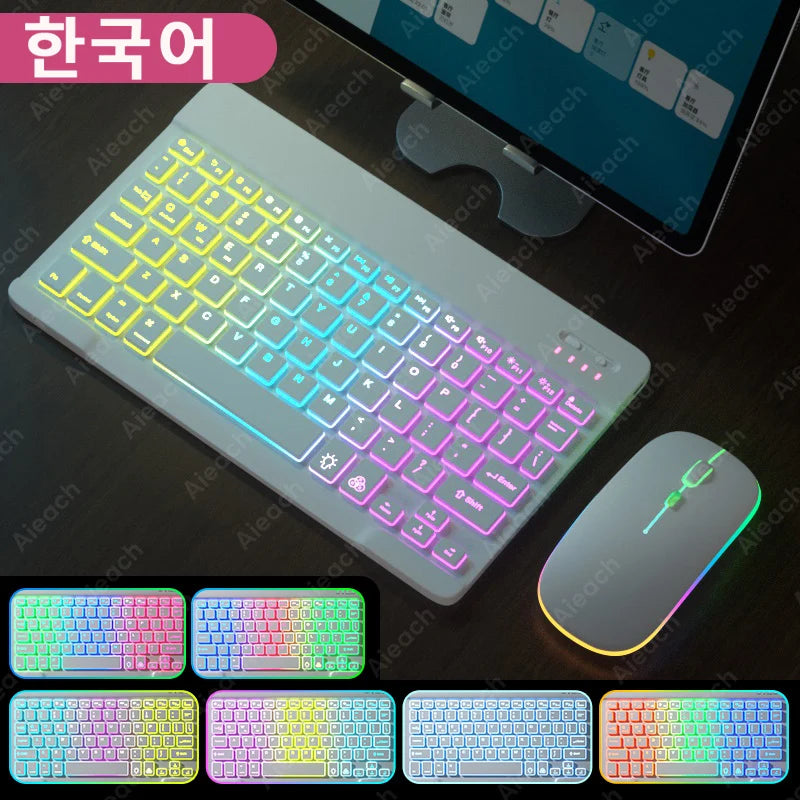 Wireless Tablet Keyboard with Rainbow Backlit for iPad