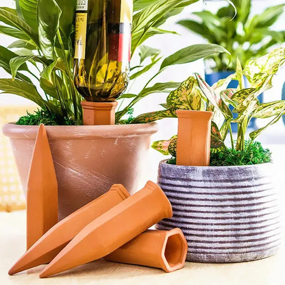 Self-Watering Terracotta Plant Stakes for Hassle-Free Care - Smarsty