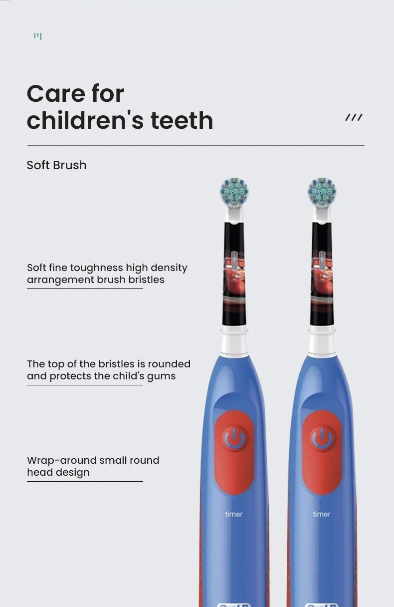 Oral B DB5510K Electric Toothbrush Children Rotary Teeth Brush Soft Bristles 2Min Timer Waterproof Battery Powered For 3-12 Ages - Smarsty